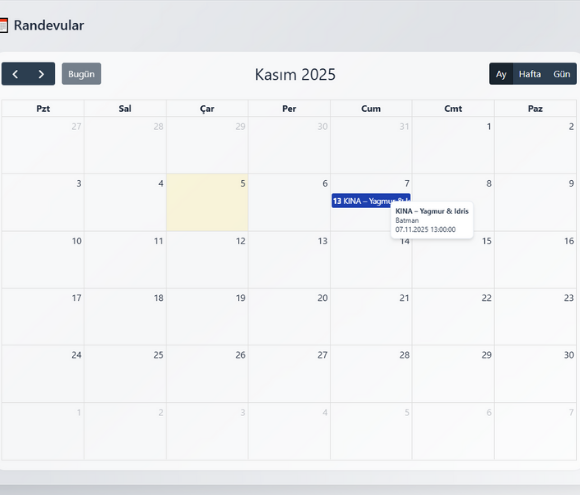 Photexx Randevu Takvimi